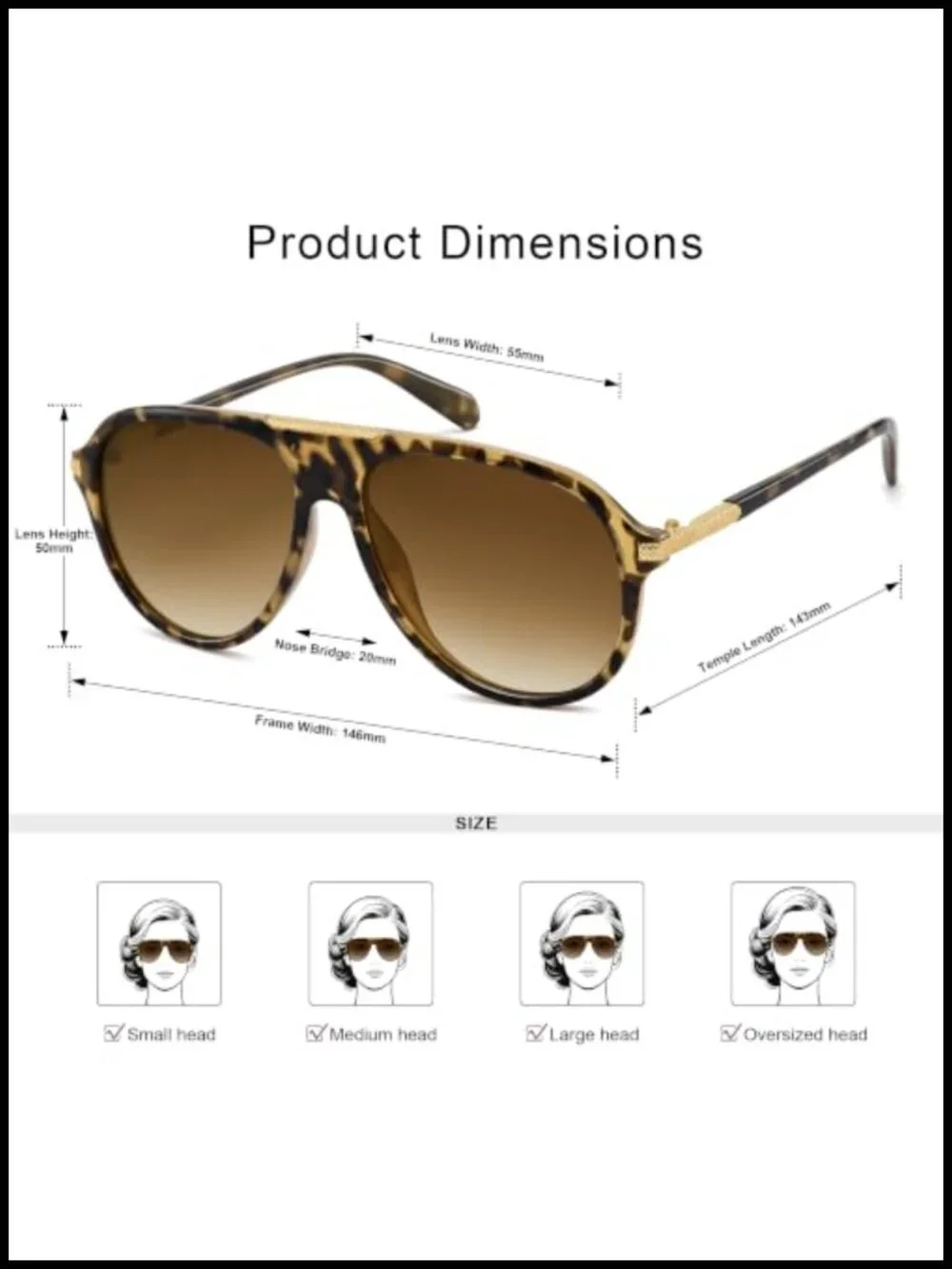 Oversized Aviator Sunglasses UV400 Protection Retro Vintage Shades Women Men